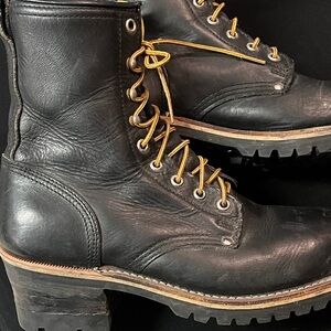Lineman Black Leather Men's Boots